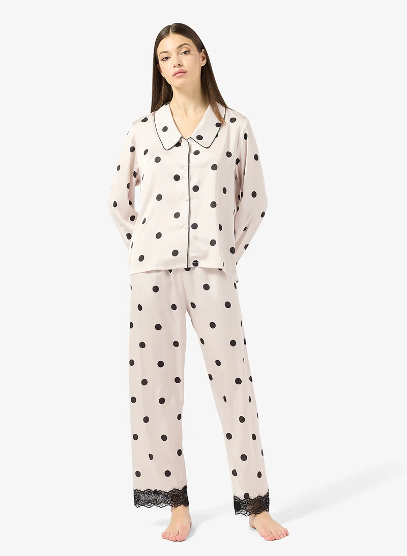 Ella  Polka Print Pyjama Top & Pant Set for Women | Best Price UAE